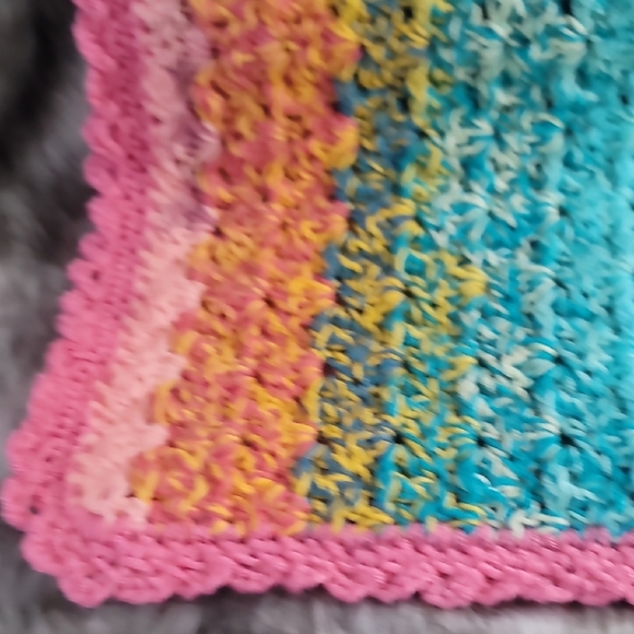 Colorful Striped Hand Crochet  Baby Blanket - Picture 5 of 8